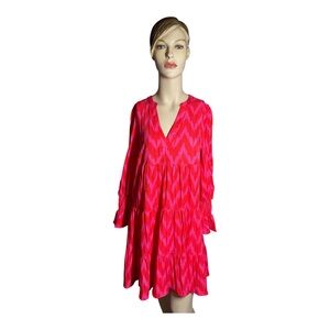 Pomander Place Chevron Pink Babydoll Dress, Size S‎ (217)